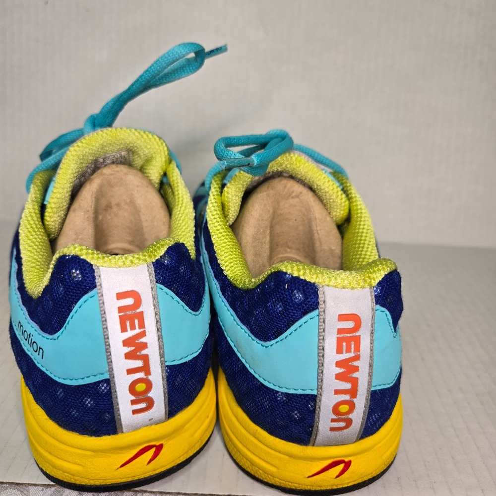 Newton Motion Stability Running Shoes Navy Cyan Yellow Mesh Sneakers 8 - Picture 4 of 10
